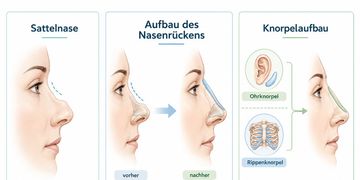 Sattelnase korrigieren – Aufbau des Nasenrückens mit Ohrknorpel oder Rippenknorpel